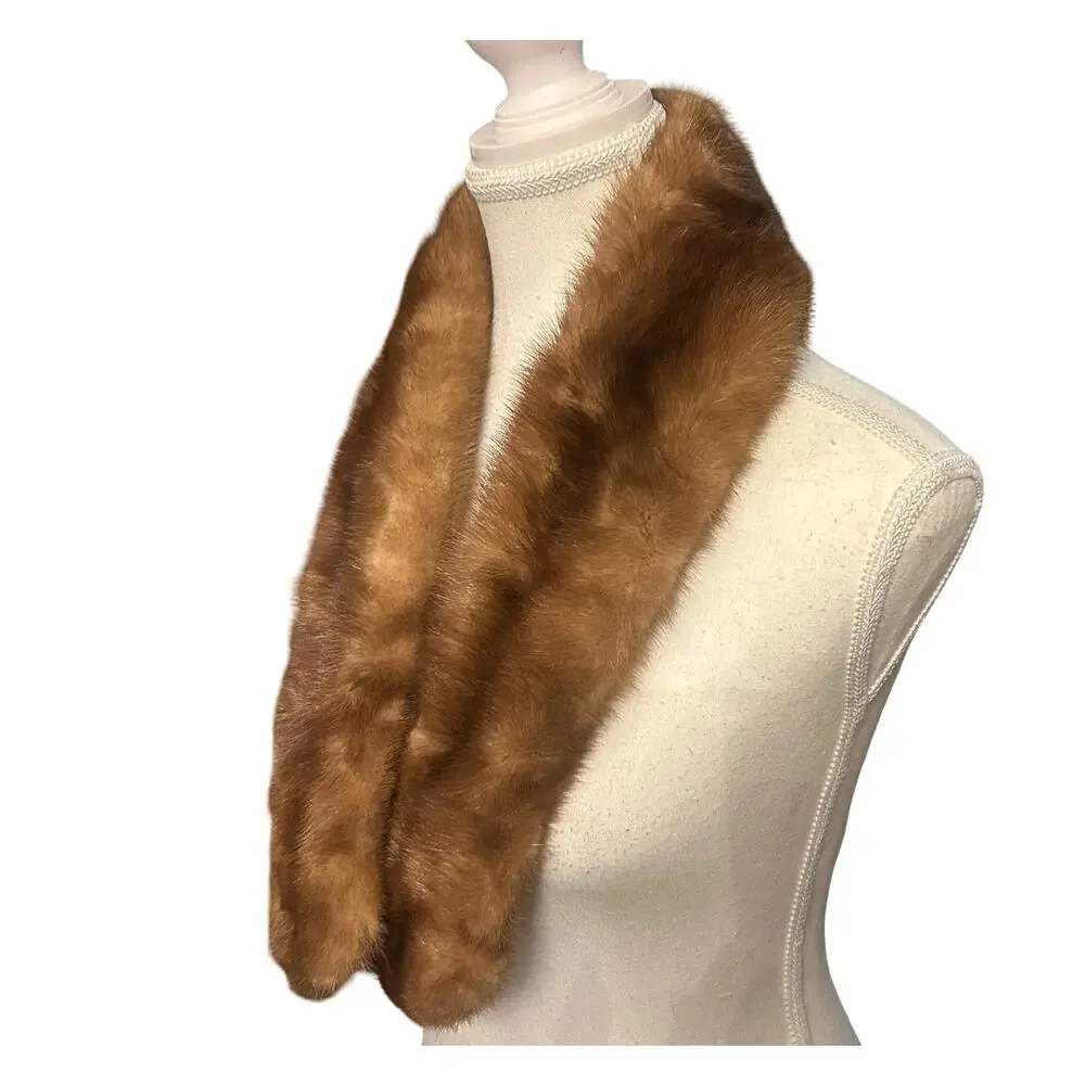 Vintage Real Brown Mink Fur Stole — Plush, Classic Mid‑Century Luxury